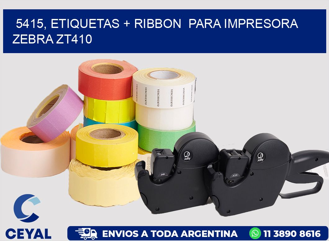 5415, etiquetas + ribbon para impresora zebra ZT410