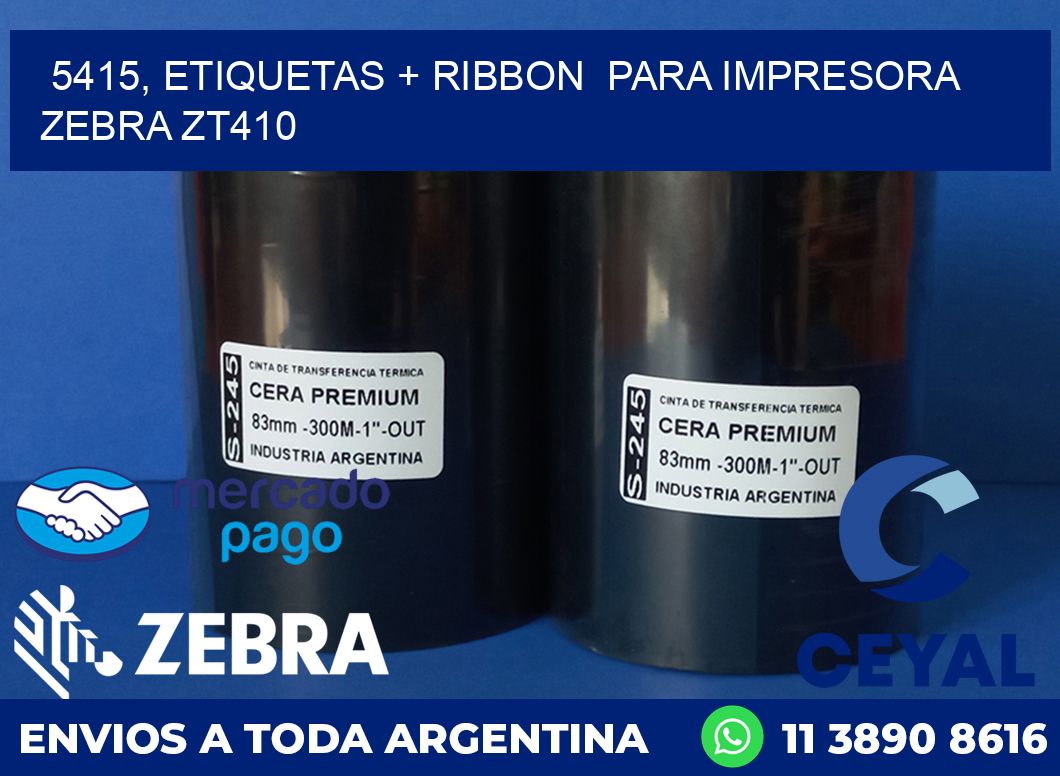 5415, etiquetas + ribbon para impresora zebra ZT410