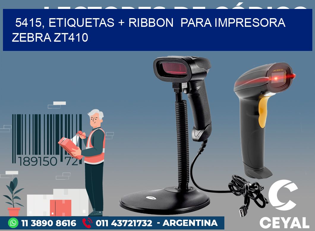 5415, etiquetas + ribbon para impresora zebra ZT410