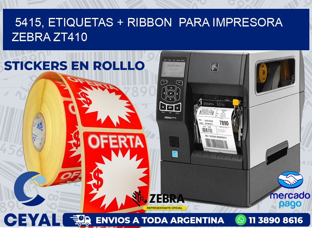 5415, etiquetas + ribbon  para impresora zebra ZT410