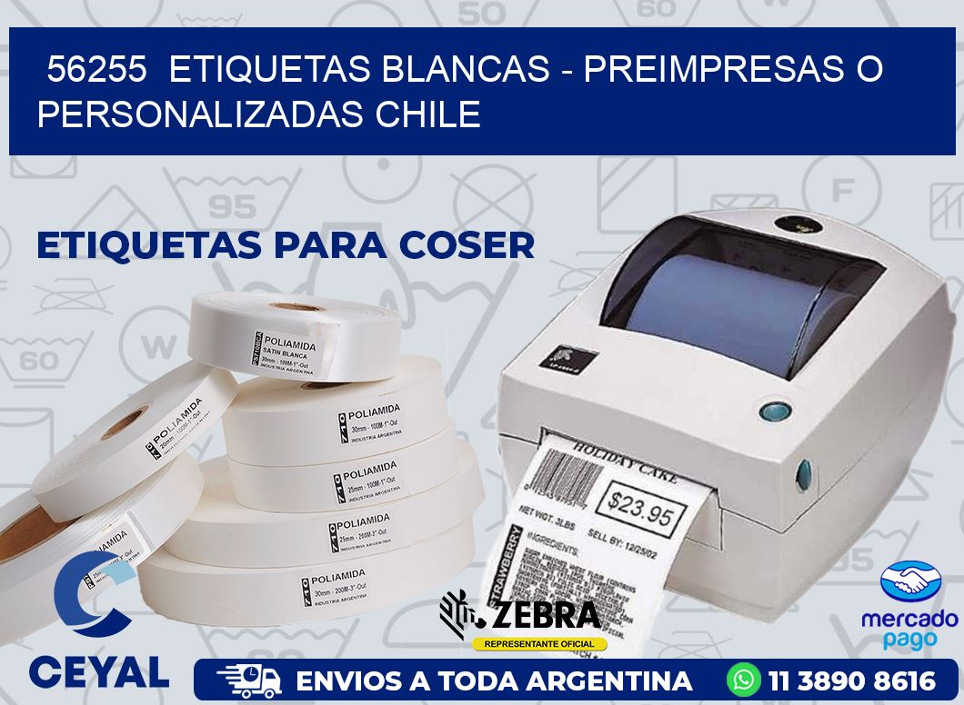 56255 ETIQUETAS BLANCAS - PREIMPRESAS O PERSONALIZADAS CHILE