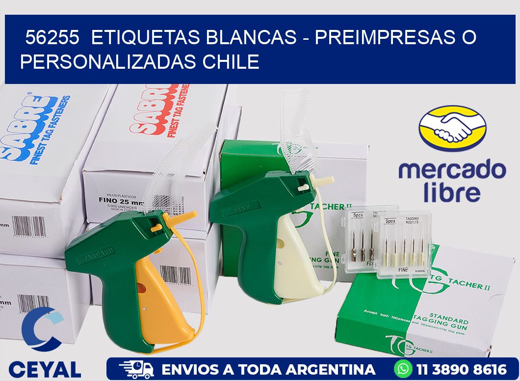 56255 ETIQUETAS BLANCAS - PREIMPRESAS O PERSONALIZADAS CHILE