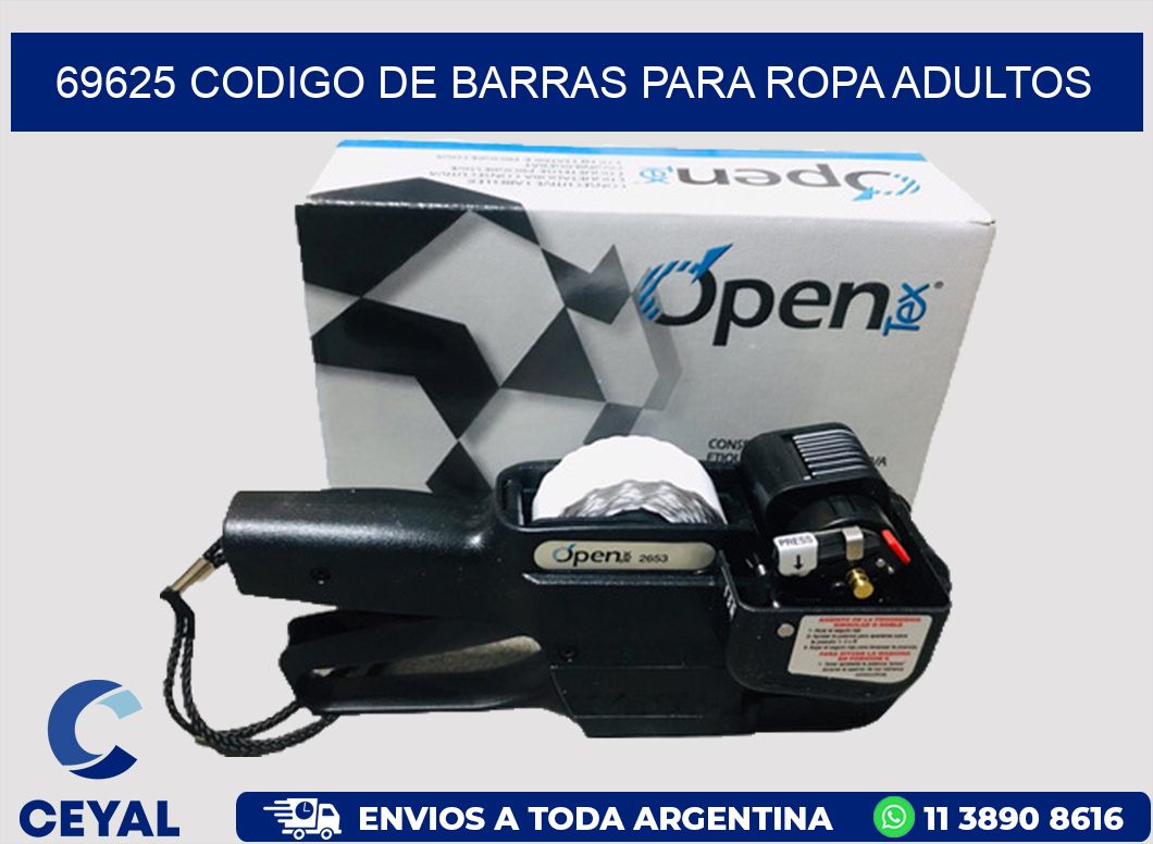 69625 CODIGO DE BARRAS PARA ROPA ADULTOS