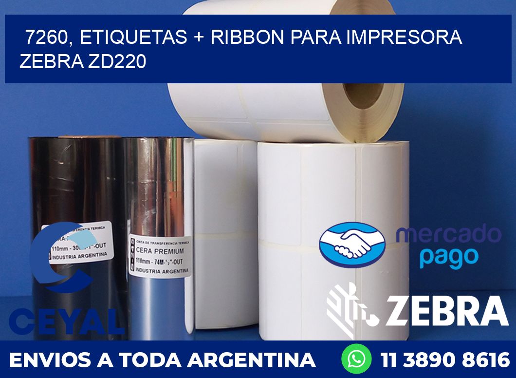 7260, etiquetas + ribbon para impresora zebra zd220