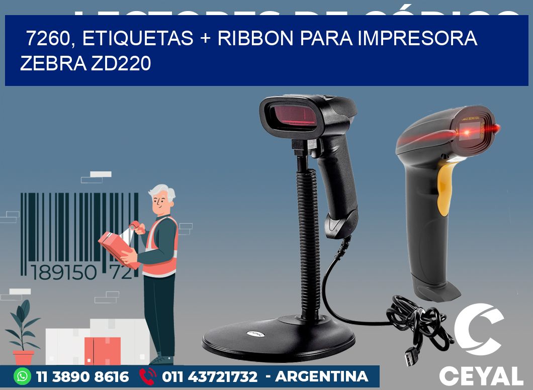 7260, etiquetas + ribbon para impresora zebra zd220