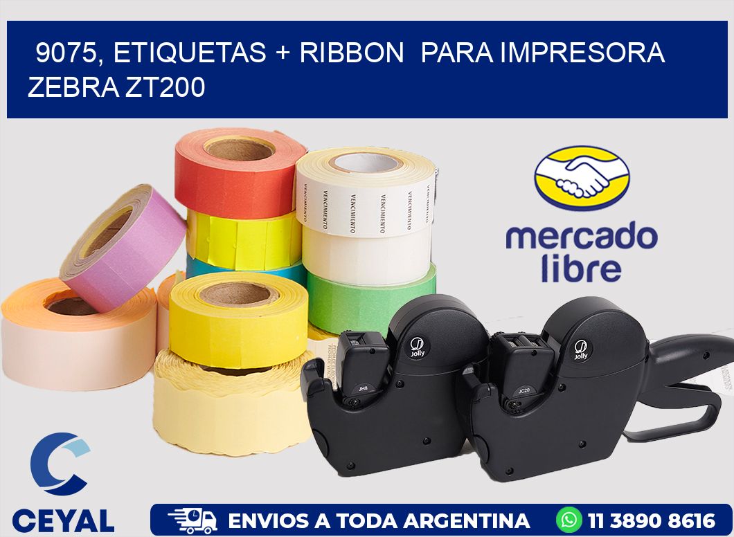 9075, etiquetas + ribbon  para impresora zebra ZT200