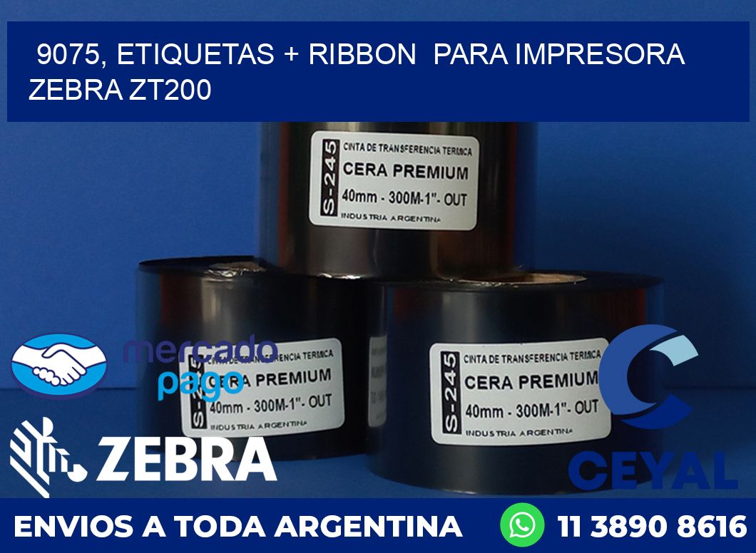 9075, etiquetas + ribbon  para impresora zebra ZT200