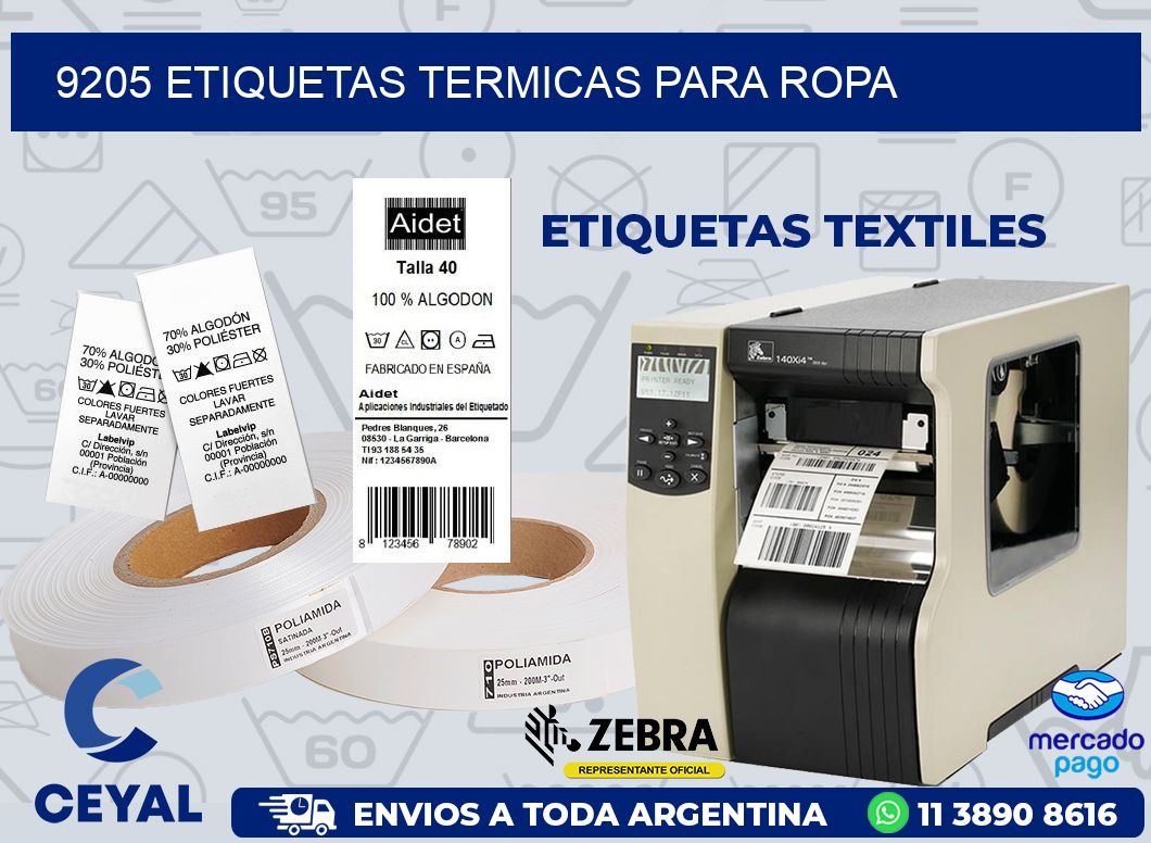 9205 ETIQUETAS TERMICAS PARA ROPA