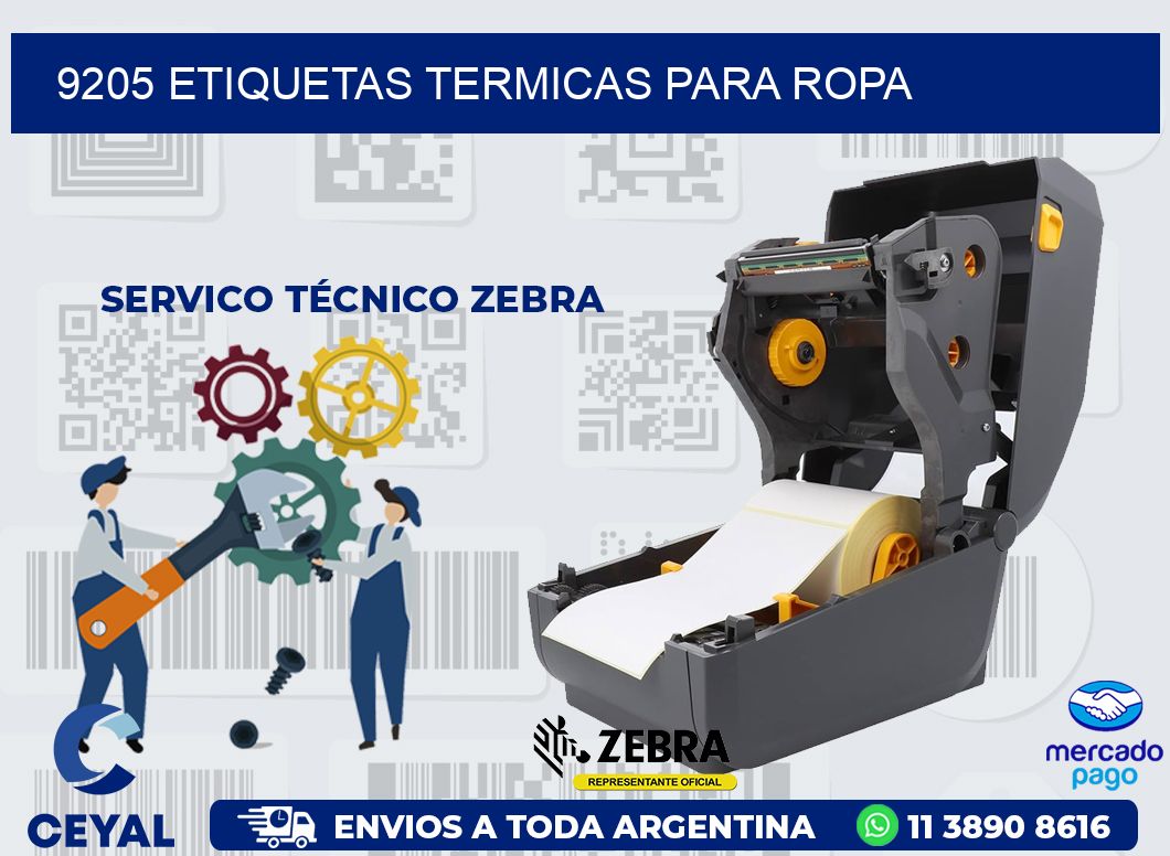 9205 ETIQUETAS TERMICAS PARA ROPA