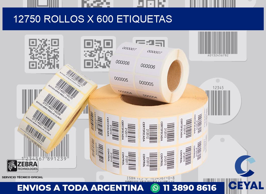 12750 Rollos x 600 etiquetas