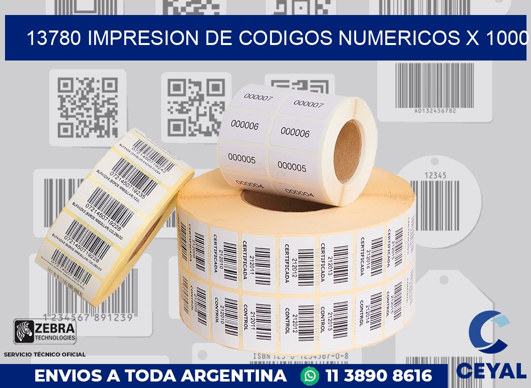 13780 impresion de codigos numericos x 1000