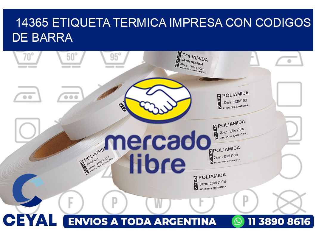 14365 ETIQUETA TERMICA IMPRESA CON CODIGOS DE BARRA