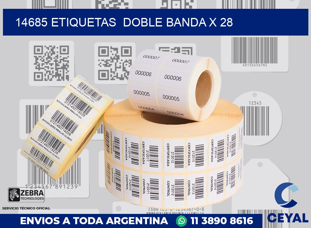 14685 etiquetas doble banda x 28