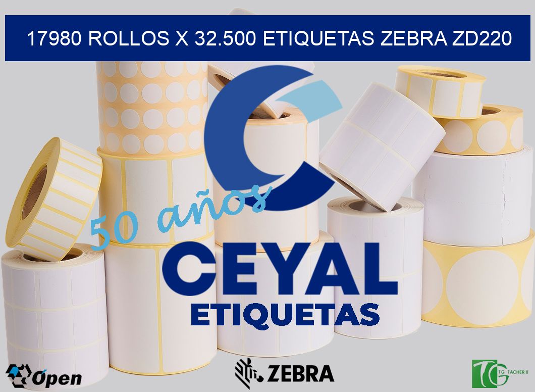 17980 Rollos x 32.500 etiquetas zebra zd220