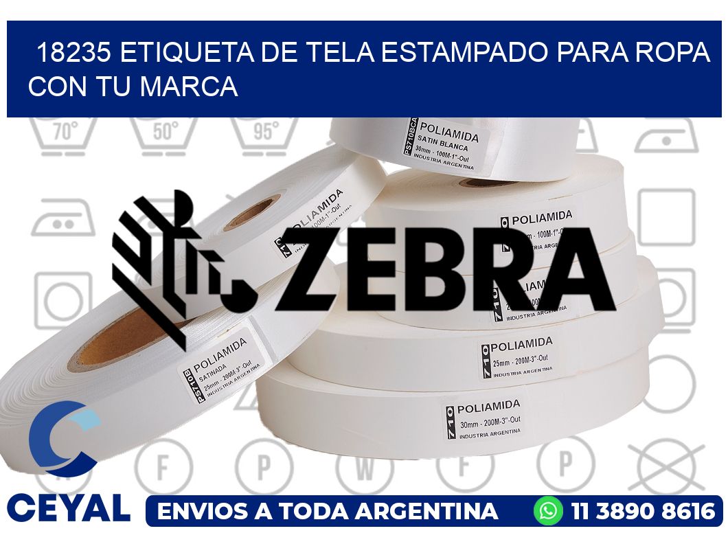 18235 ETIQUETA DE TELA ESTAMPADO PARA ROPA CON TU MARCA