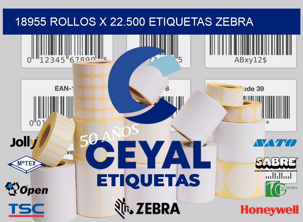 18955 Rollos x 22.500 etiquetas zebra