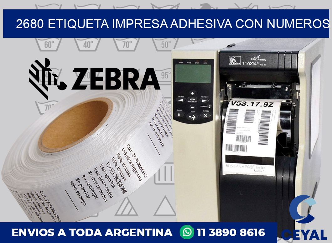 2680 ETIQUETA IMPRESA ADHESIVA CON NUMEROS