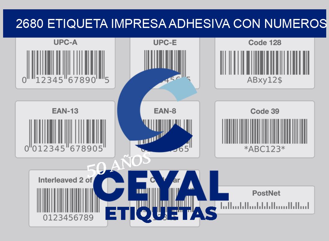 2680 ETIQUETA IMPRESA ADHESIVA CON NUMEROS