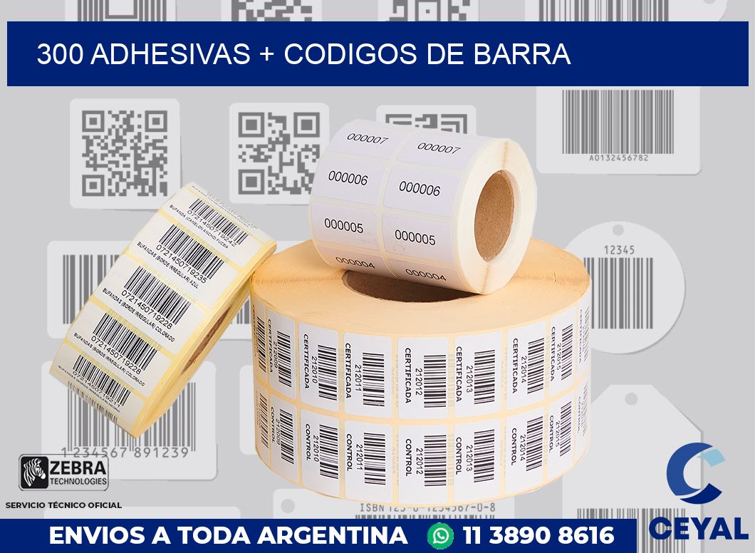 300 Adhesivas + codigos de barra