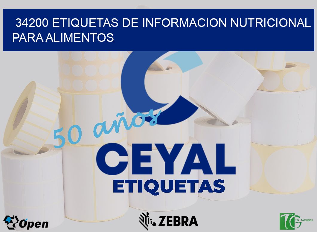 34200 ETIQUETAS DE INFORMACION NUTRICIONAL PARA ALIMENTOS