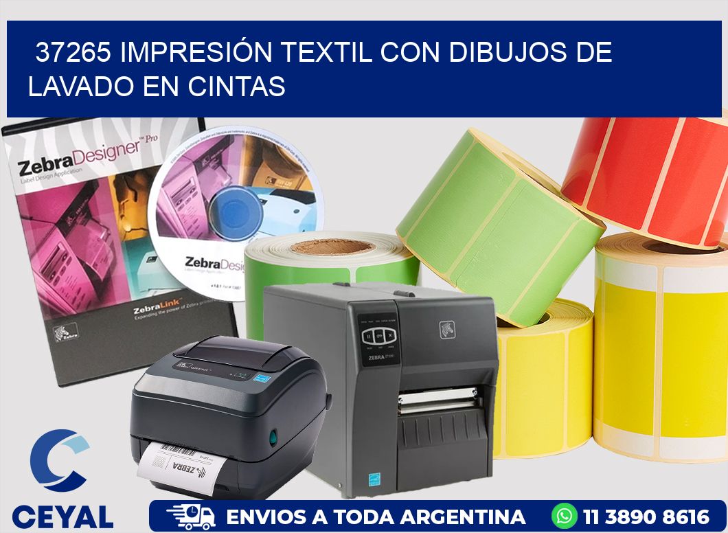 37265 IMPRESIÓN TEXTIL CON DIBUJOS DE LAVADO EN CINTAS
