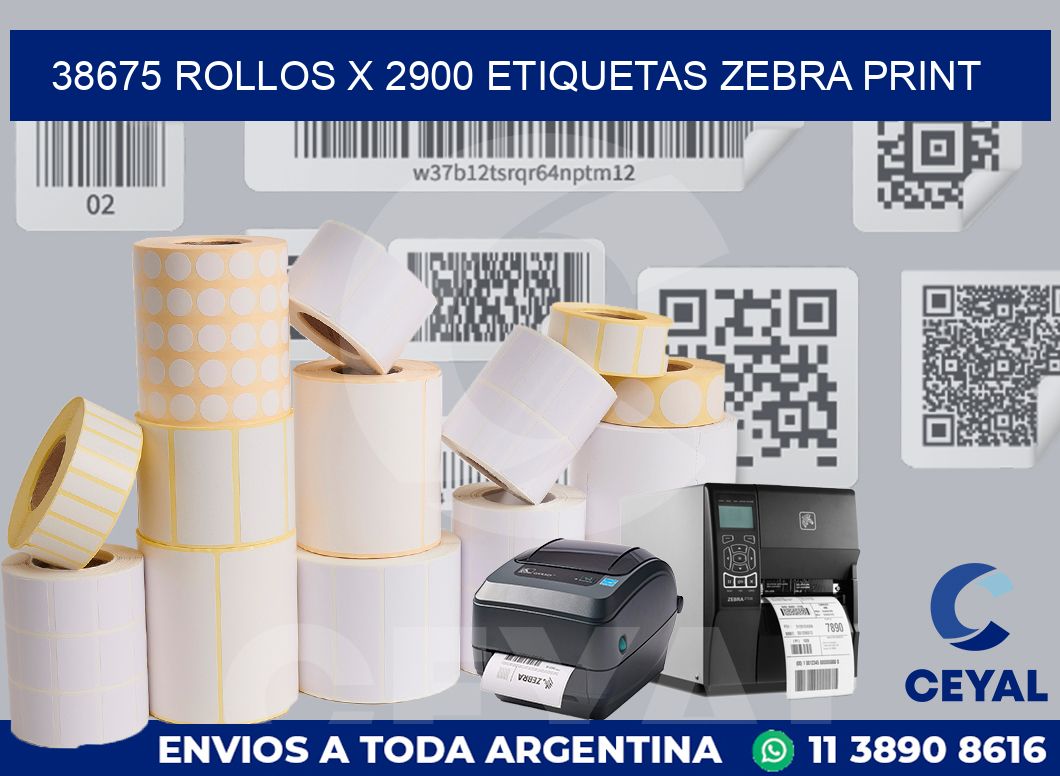 38675 Rollos x 2900 etiquetas zebra print