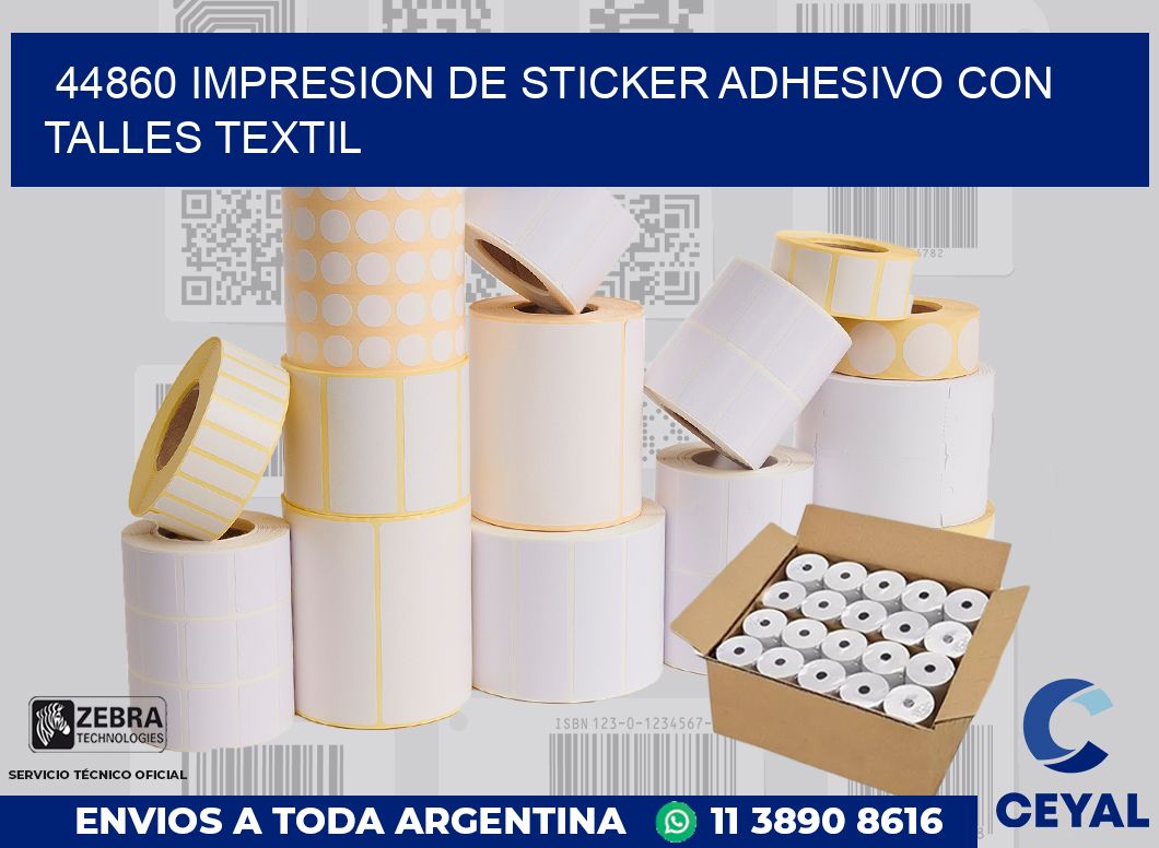 44860 IMPRESION DE STICKER ADHESIVO CON TALLES TEXTIL