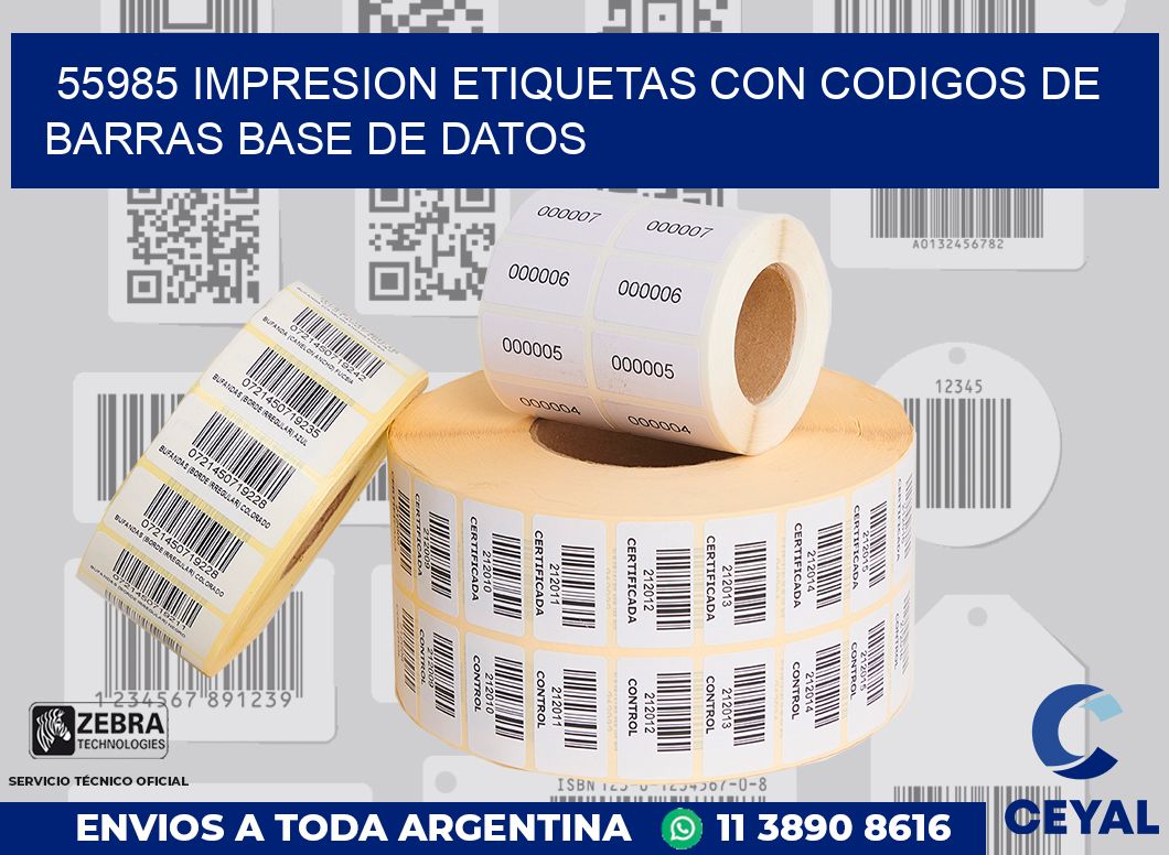 55985 IMPRESION ETIQUETAS CON CODIGOS DE BARRAS BASE DE DATOS