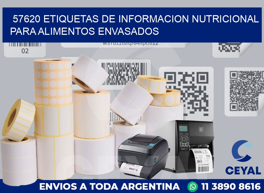 57620 ETIQUETAS DE INFORMACION NUTRICIONAL PARA ALIMENTOS ENVASADOS