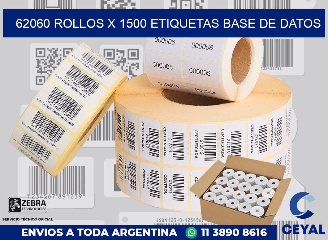 62060 Rollos x 1500 etiquetas base de datos