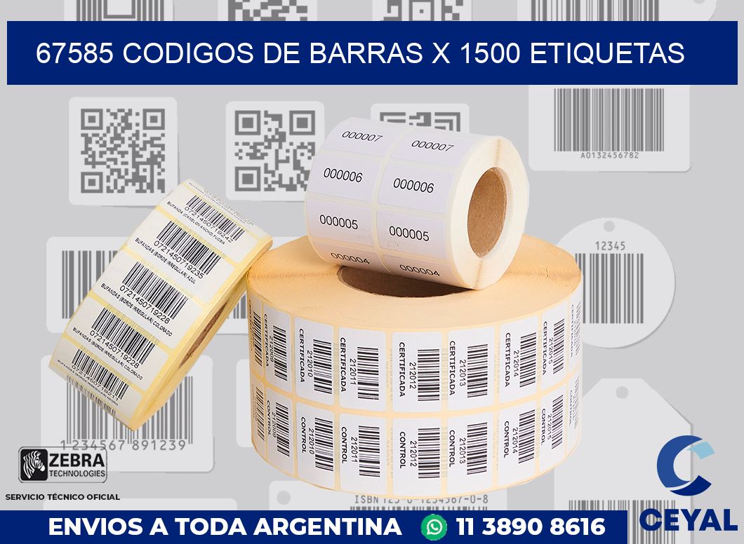 67585 codigos de barras x 1500 etiquetas