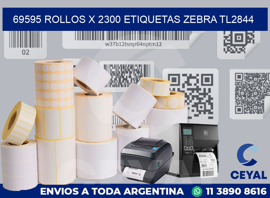 69595 Rollos x 2300 etiquetas zebra tl2844