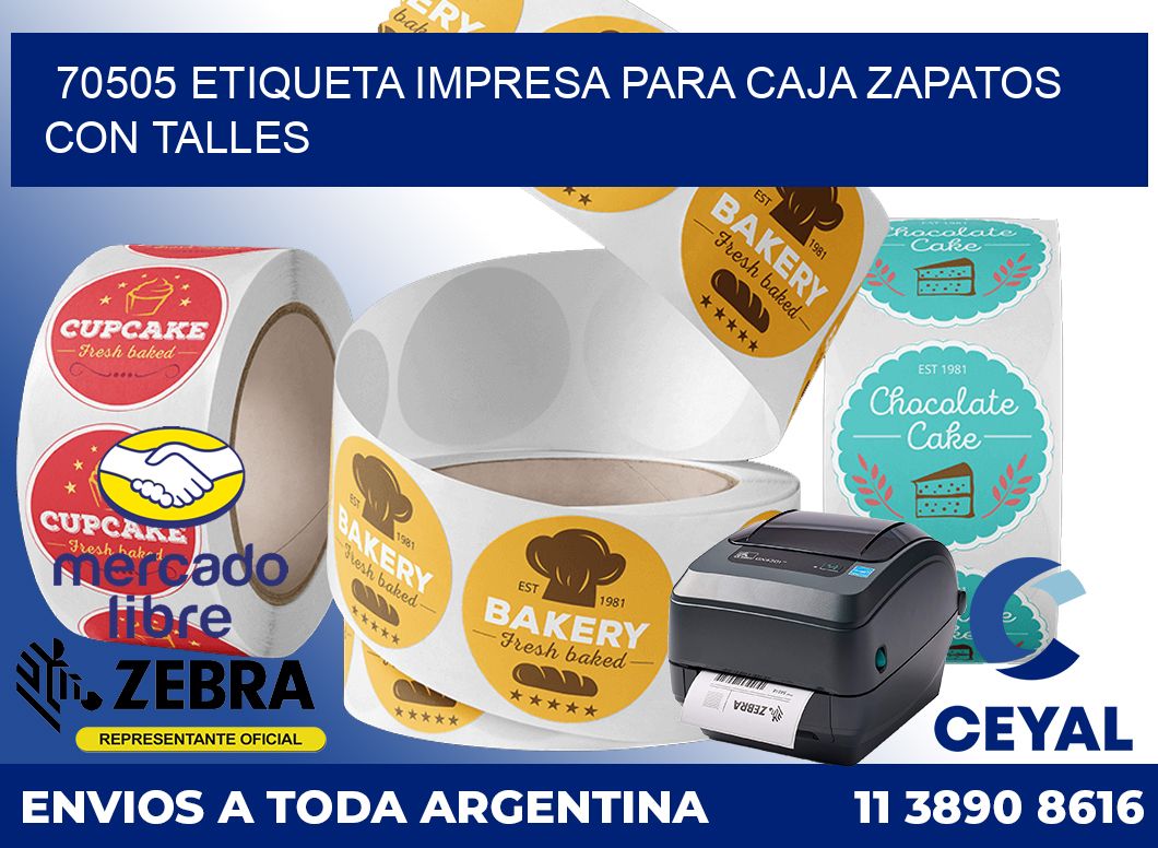 70505 ETIQUETA IMPRESA PARA CAJA ZAPATOS CON TALLES