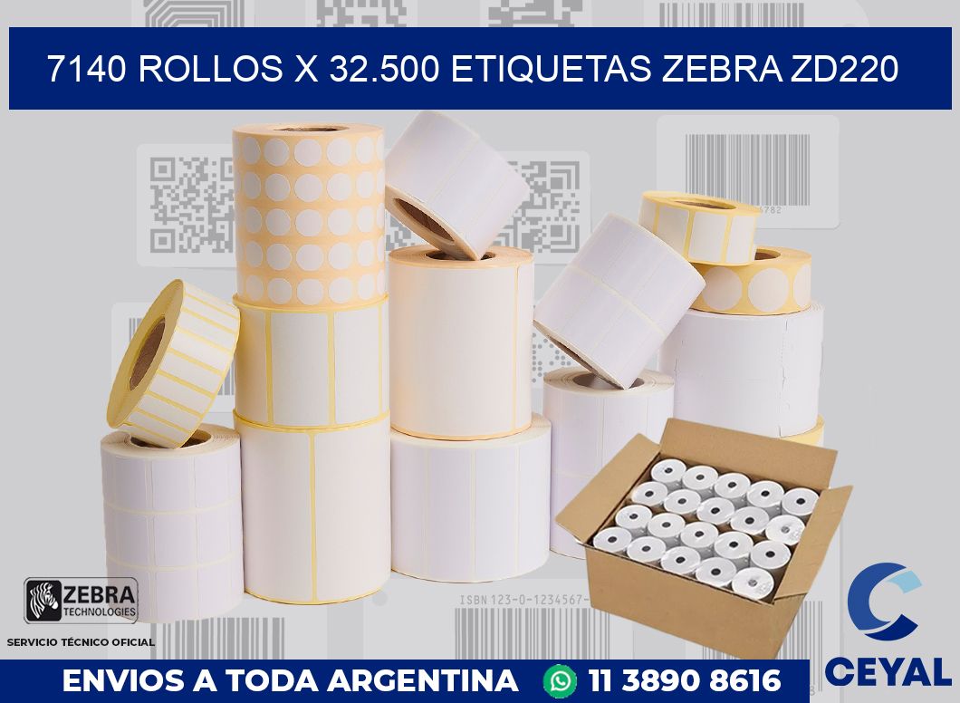 7140 Rollos x 32.500 etiquetas zebra zd220