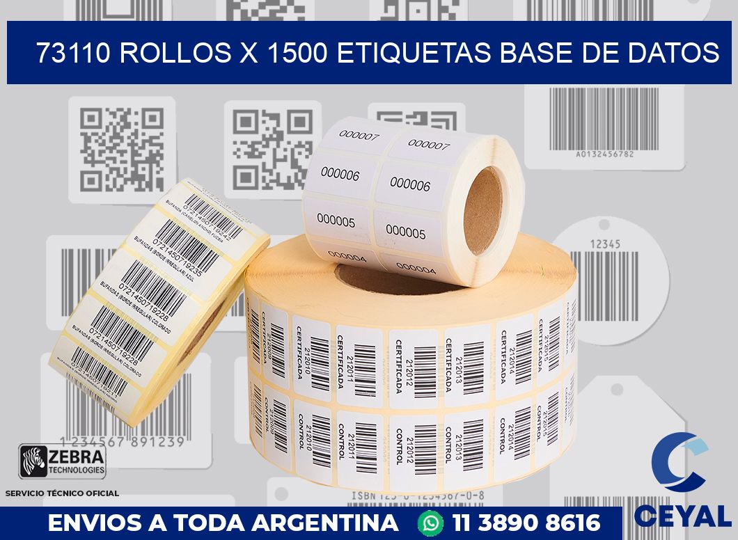 73110 Rollos x 1500 etiquetas base de datos