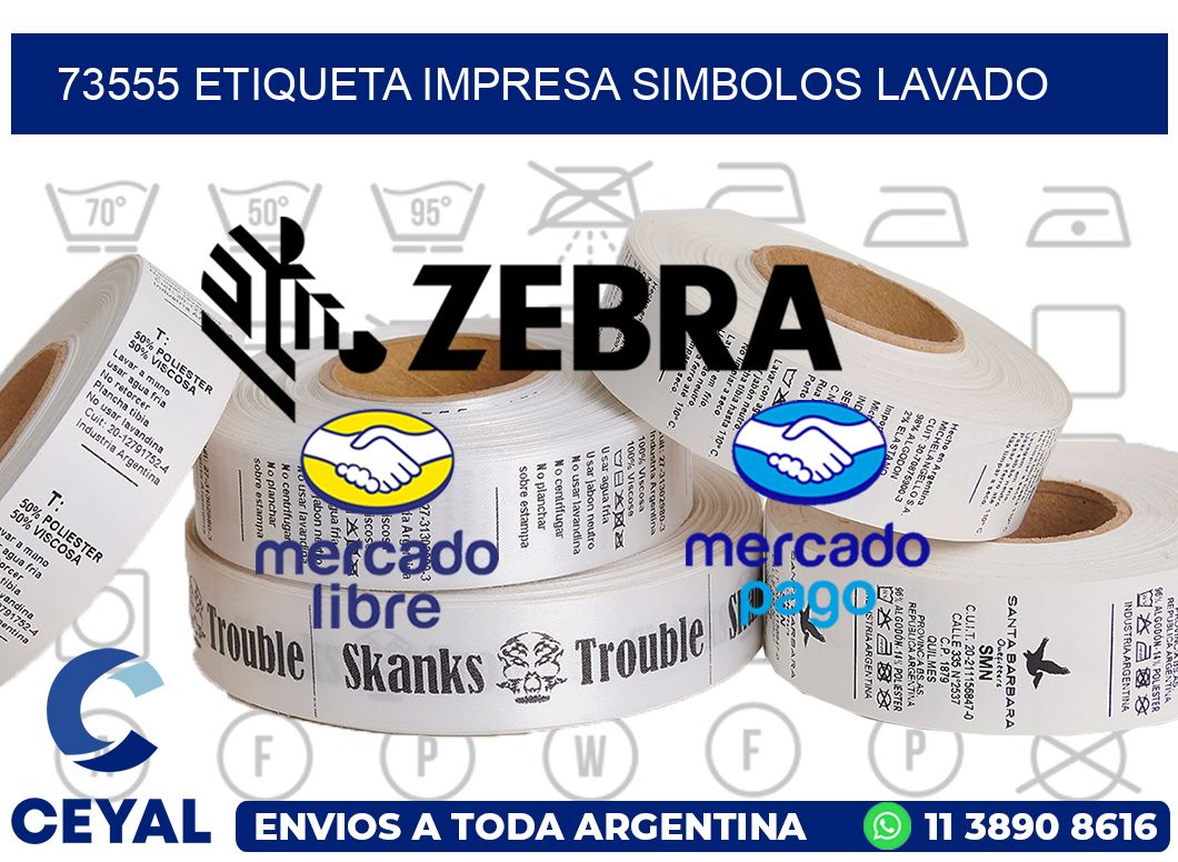 73555 ETIQUETA IMPRESA SIMBOLOS LAVADO