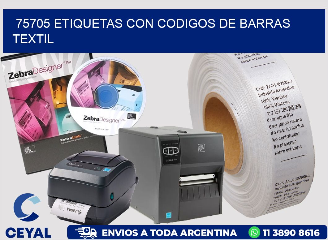 75705 ETIQUETAS CON CODIGOS DE BARRAS TEXTIL