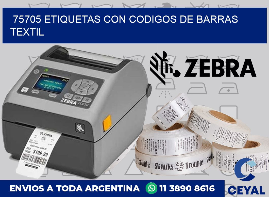 75705 ETIQUETAS CON CODIGOS DE BARRAS TEXTIL