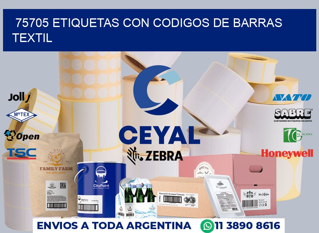 75705 ETIQUETAS CON CODIGOS DE BARRAS TEXTIL