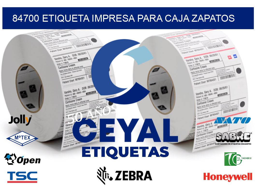 84700 ETIQUETA IMPRESA PARA CAJA ZAPATOS