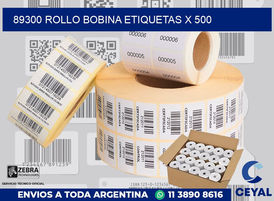 89300 Rollo bobina etiquetas x 500