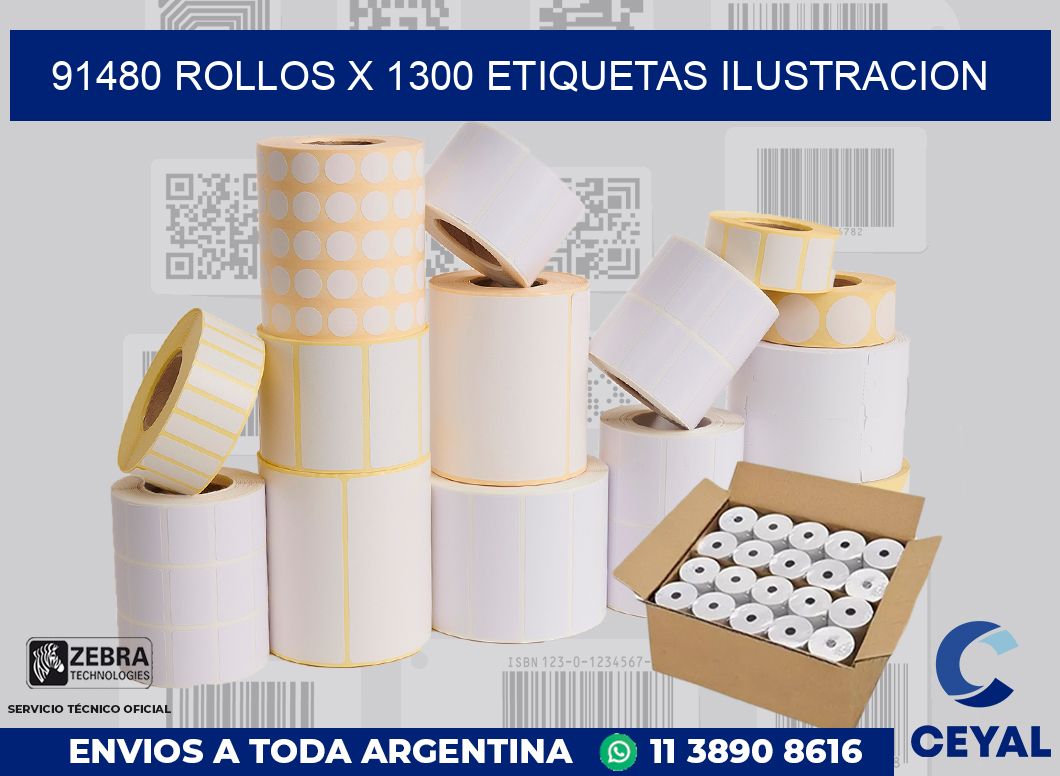 91480 Rollos x 1300 etiquetas ilustracion
