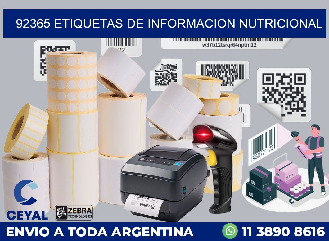92365 ETIQUETAS DE INFORMACION NUTRICIONAL