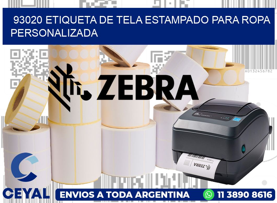 93020 ETIQUETA DE TELA ESTAMPADO PARA ROPA PERSONALIZADA