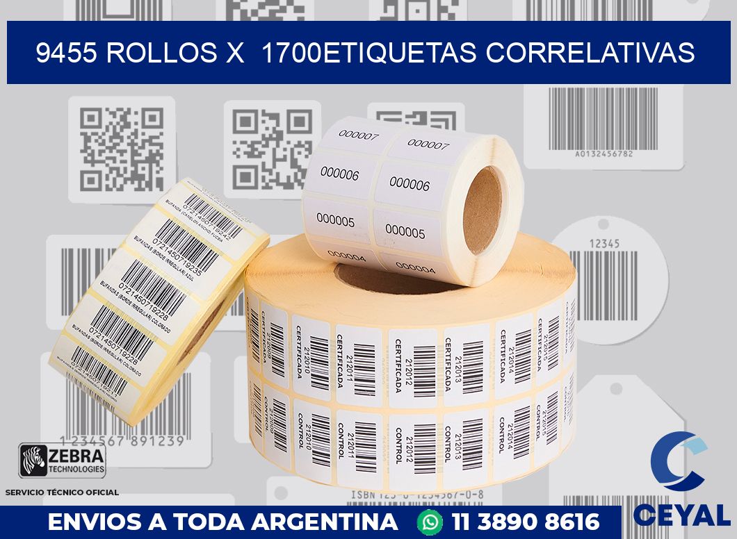 9455 Rollos x 1700etiquetas correlativas