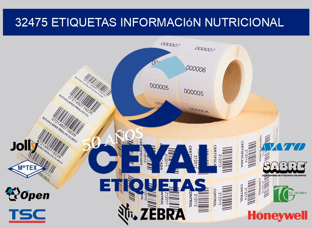 32475 etiquetas Información nutricional