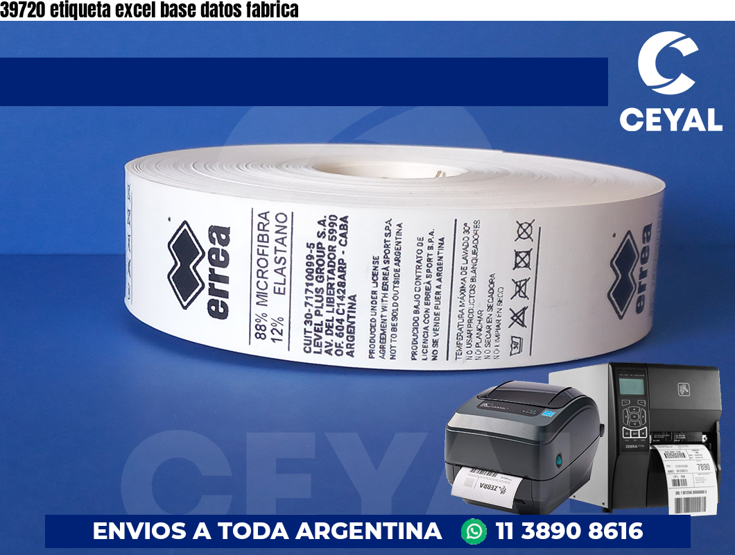 39720 etiqueta excel base datos fabrica