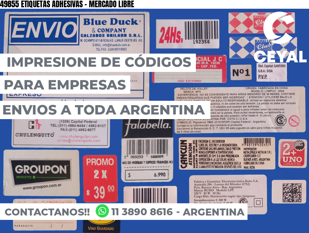 49855 ETIQUETAS ADHESIVAS - MERCADO LIBRE