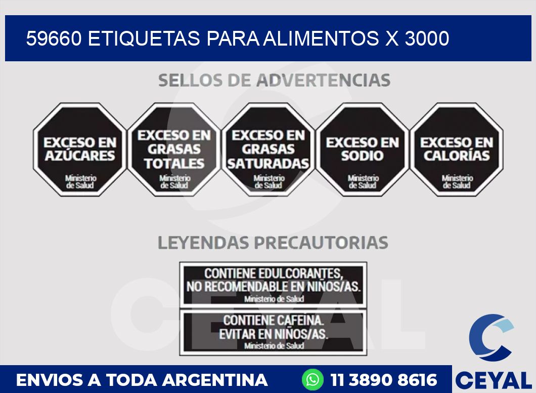 59660 ETIQUETAS PARA ALIMENTOS x 3000