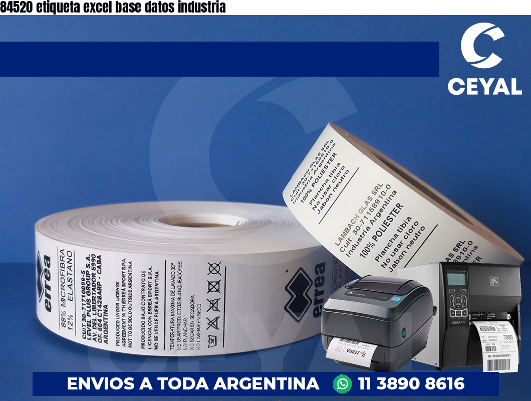 84520 etiqueta excel base datos industria